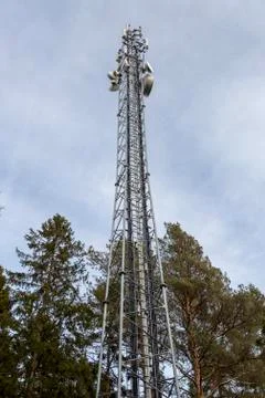Cellphone Tower with Trees Stock Photos