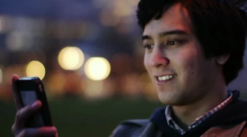 Cellphone User At Night HD Stock Footage 22020692