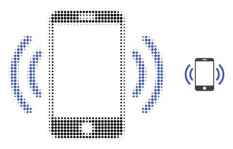 Cellphone Vibration Halftone Dot Icon 스톡 일러스트