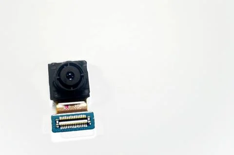 A cellphone's front camera, selfie camera, the lens on the device's screen,.. Stock Photos