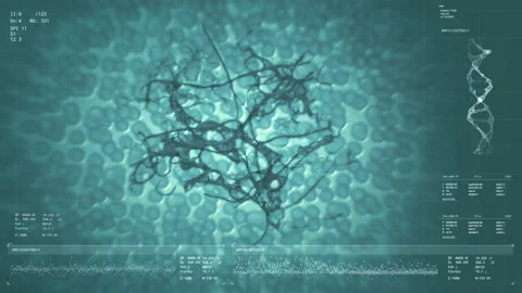 Cells in liqiuid under microscope. Virus infection, human cells expansion Stock Footage 163277353