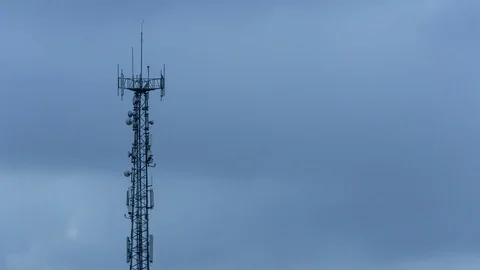 Cellular Antenna Tower, Communication Transceiver Station Antenna timelapse Stock Footage 70862839