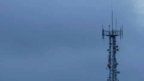 Cellular Antenna Tower, Communication Transceiver Station Antenna timelapse Stock Footage 70862868