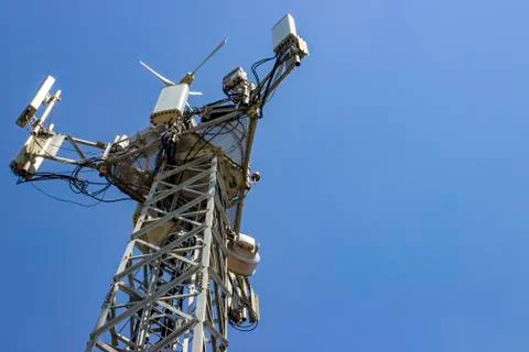 Cellular Base Station or Base Transceiver Station. Telecommunication tower. Stock Photos