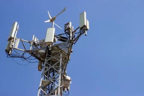 Cellular Base Station or Base Transceiver Station. Telecommunication tower. Stock Photos