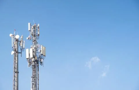 Cellular Base Station or Base Transceiver Station. Telecommunication tower Stock Photos