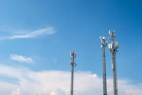 Cellular Base Station or Base Transceiver Station. Telecommunication tower Stock Photos