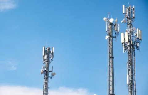 Cellular Base Station or Base Transceiver Station. Telecommunication tower 스톡 사진