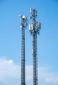 Cellular Base Station or Base Transceiver Station. Telecommunication tower Stock Photos