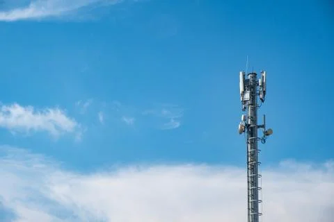 Cellular Base Station or Base Transceiver Station. Telecommunication tower 스톡 사진