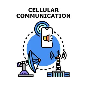 Cellular communication concept with antenna and mobile phone Stock Illustration