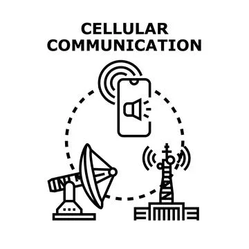 Cellular communication concept with antenna and mobile phone Stock Illustration