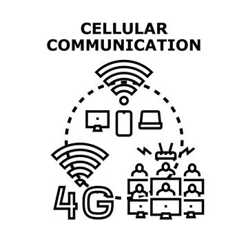 Cellular communication network connecting devices and users globally Stock Illustration