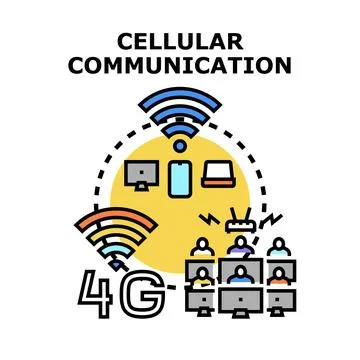 Cellular communication network connecting devices and users globally Stock Illustration