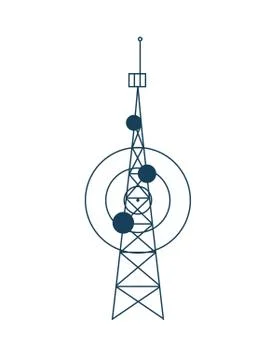 Cellular Communication Satellite Tower Isolated Stock Illustration