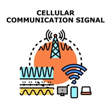 Cellular communication signal transmitting to digital wireless devices Stock Illustration