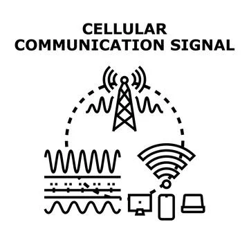 Cellular communication signal transmitting to digital wireless devices Stock Illustration