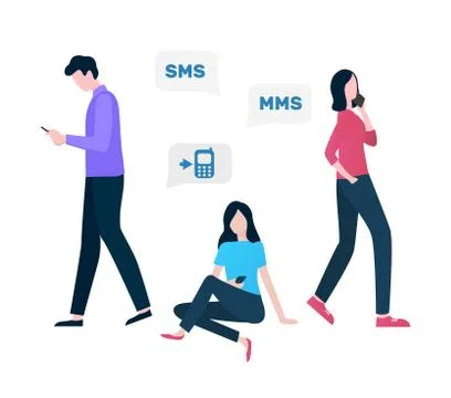 Cellular Communication Sms and MMS Services Vector Stock Illustration