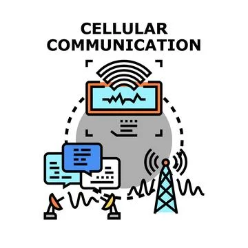 Cellular communication technology network transmitting digital data Stock Illustration