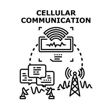 Cellular communication technology network transmitting digital data Stock Illustration