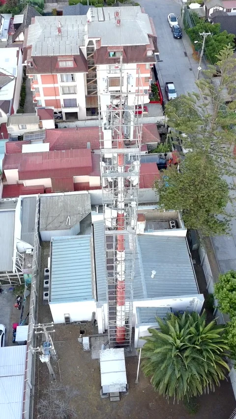 Cellular communication tower under construction Video stock 326589212