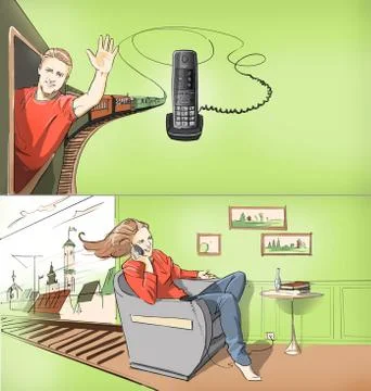 Cellular communications storyboard Stock Illustration