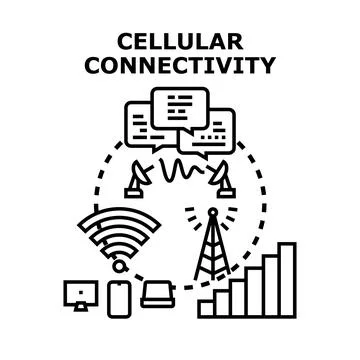 Cellular connectivity network sending and receiving data signal Stock Illustration
