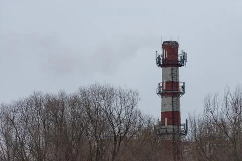 Cellular equipment on the CHPP pipe. Stock Photos