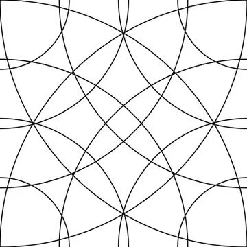 Cellular grid, mesh pattern with circles from center (Repeatable) Stockillustratie