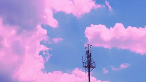Cellular GSM tower with 3g, 5g Transmitter, Cell Tower, Mobile Communication, Mo Stock Footage 328506782