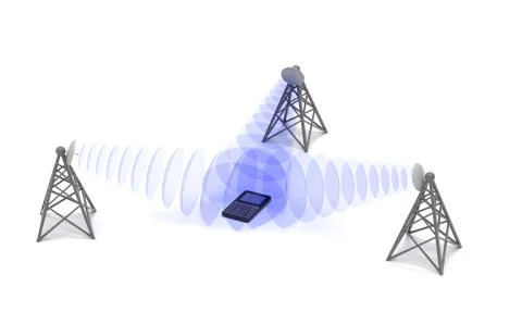 Cellular mobile equipments location, conceptual abstract 3d illustration Stock Illustration