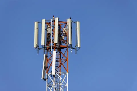 Cellular network tower providing wireless communication services Stock Photos