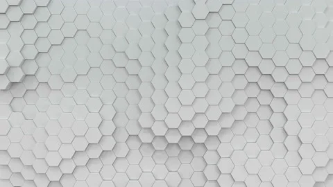 Cellular pattern of white hexagons loopable 3D render animation Stock Footage 122305765