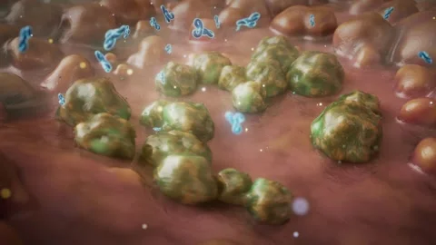 Cellular phagocytosis captures viruses and eliminates harmful cells. 3D renderin Video stock 343358801