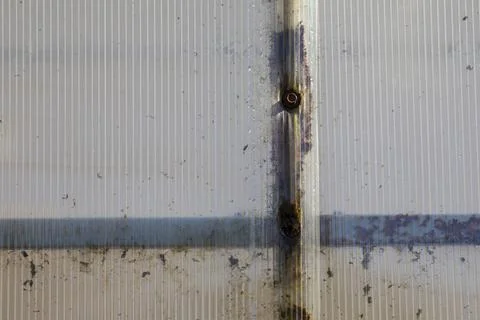 Cellular polycarbonate sheet in poor condition after a long service life Stock Photos