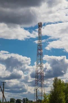 Cellular repeater, mast for broadcasting wireless communication and the Inter Stock Photos