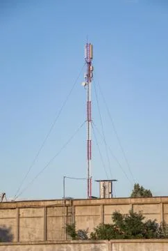 Cellular repeater, mast for broadcasting wireless communication and the Inter Stock Photos