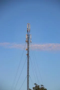 Cellular repeater, mast for broadcasting wireless communication and the Inter Stock Photos