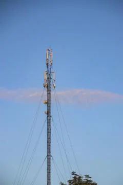 Cellular repeater, mast for broadcasting wireless communication and the Inter Stock Photos