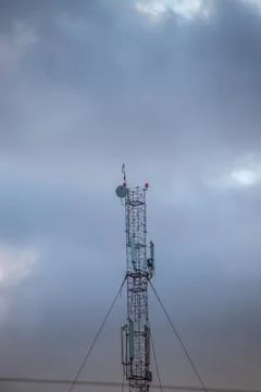 Cellular repeater, mast for broadcasting wireless communication and the Inter Stock Photos