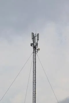 Cellular repeater, mast for broadcasting wireless communication and the Inter Stock Photos