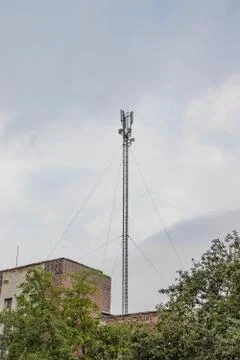 Cellular repeater, mast for broadcasting wireless communication and the Inter Stock Photos