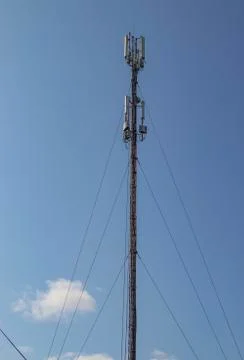 Cellular repeater, mast for broadcasting wireless communication and the Inter Stock Photos