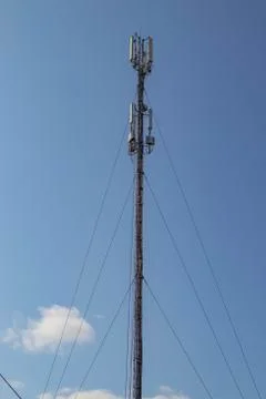 Cellular repeater, mast for broadcasting wireless communication and the Inter Stock Photos