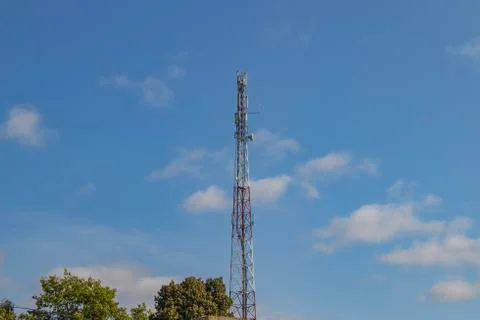 Cellular repeater, mast for broadcasting wireless communication and the Inter Stock Photos