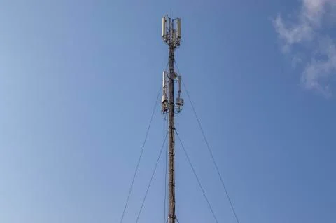 Cellular repeater, mast for broadcasting wireless communication and the Inter Stock Photos