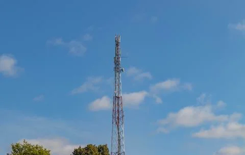 Cellular repeater, mast for broadcasting wireless communication and the Inter Stock Photos
