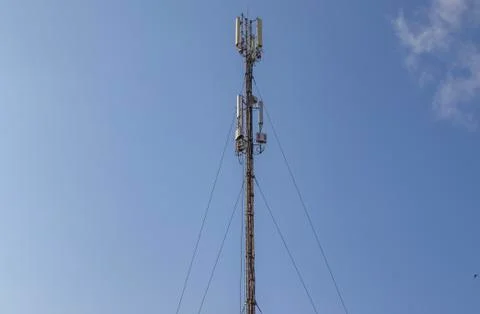 Cellular repeater, mast for broadcasting wireless communication and the Inter Stock Photos