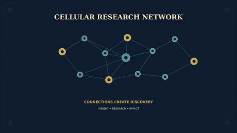 Cellular research network diagram with connected nodes illustration illustr.. Stock Illustration