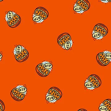 Cellular respiration biochemistry vector seamless pattern Illustrazione stock